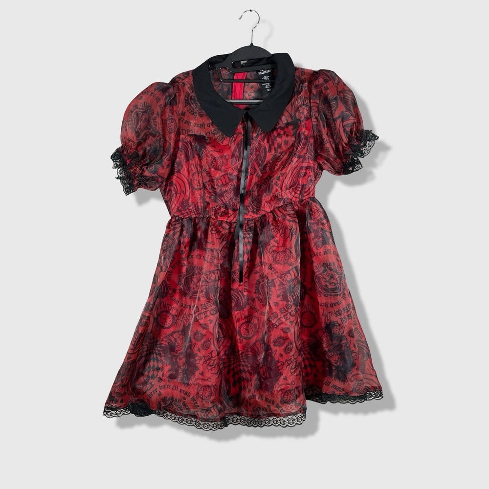 Social Collision Alice in Wonderland Dress Womens Medium Red Goth Mall Goth Alt